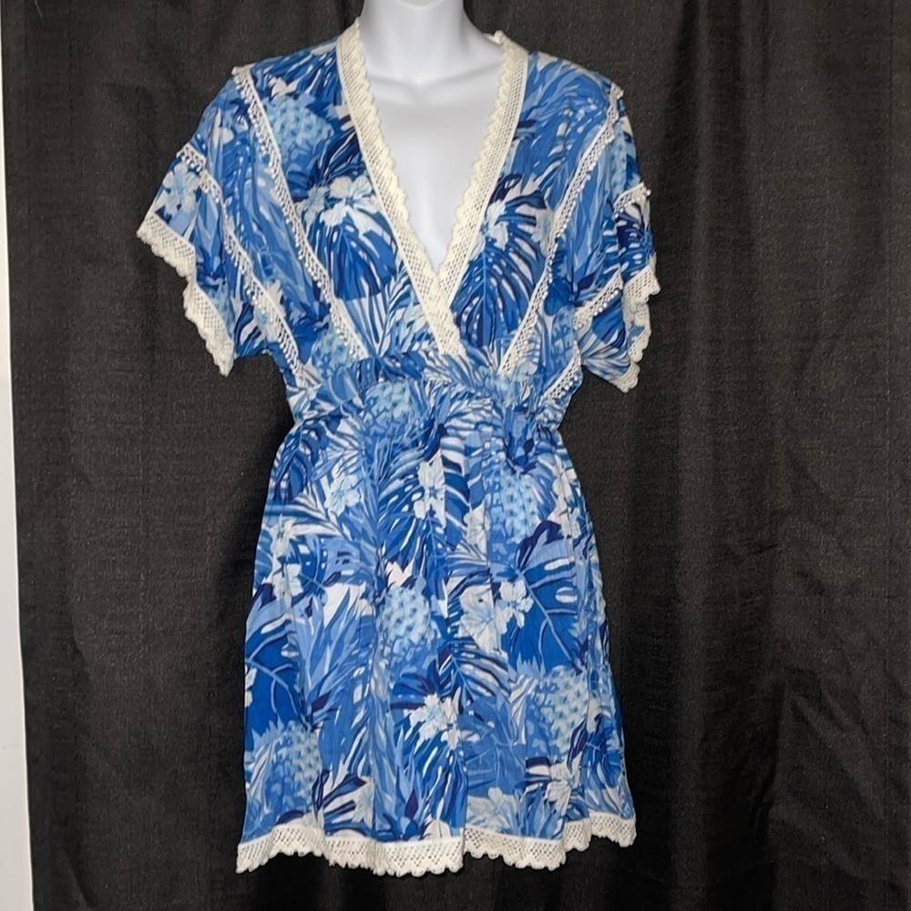 Blue Floral Swim Cover-Up